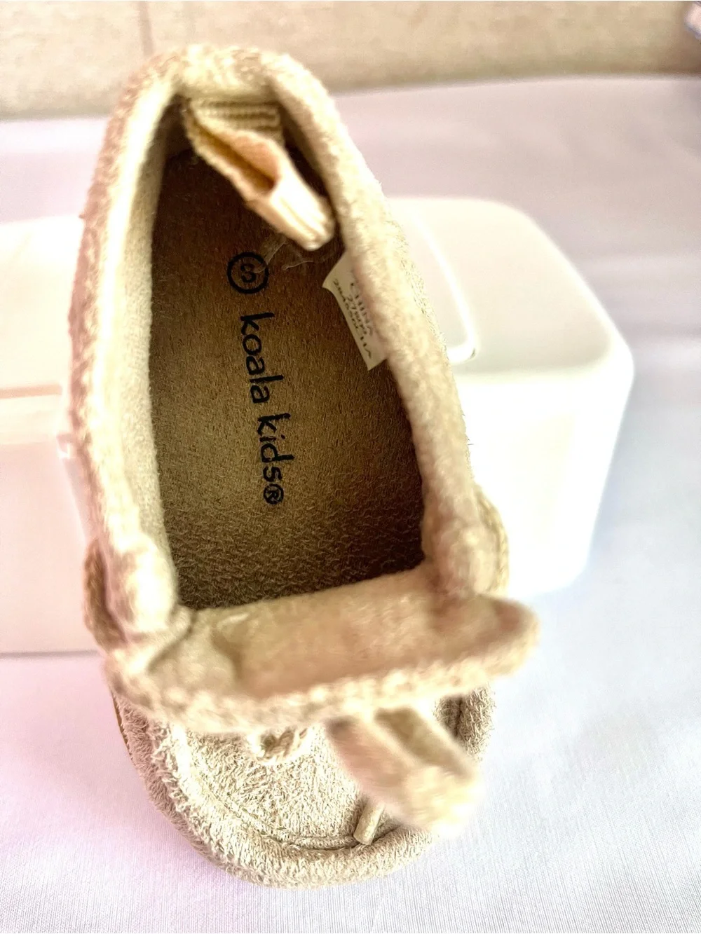 Koala Kids Beige Suede Moccasin Shoes for Toddlers